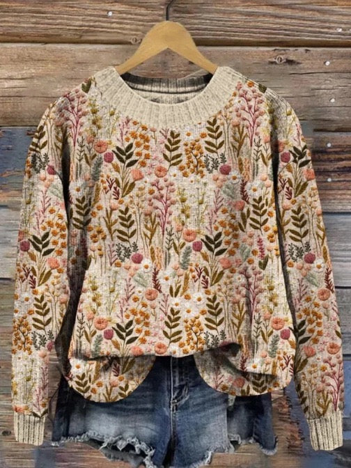 Sienna™ - Boho Floral Knit Sweater