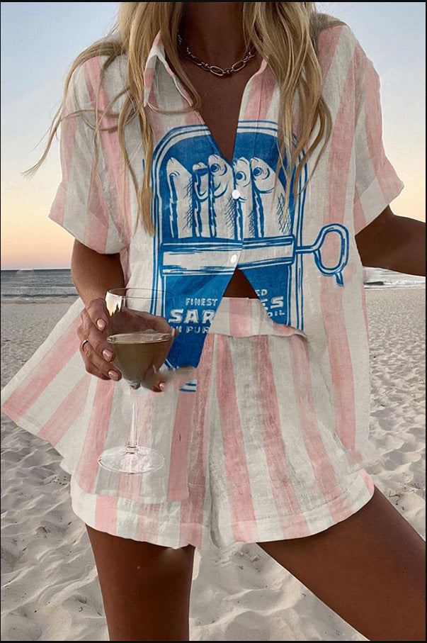 Silava™ | Short Beach set with sardine print