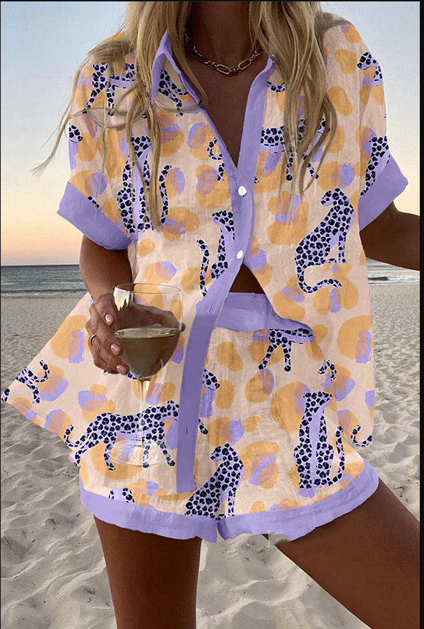 Reolia™ | Short Beach suit with leopard print