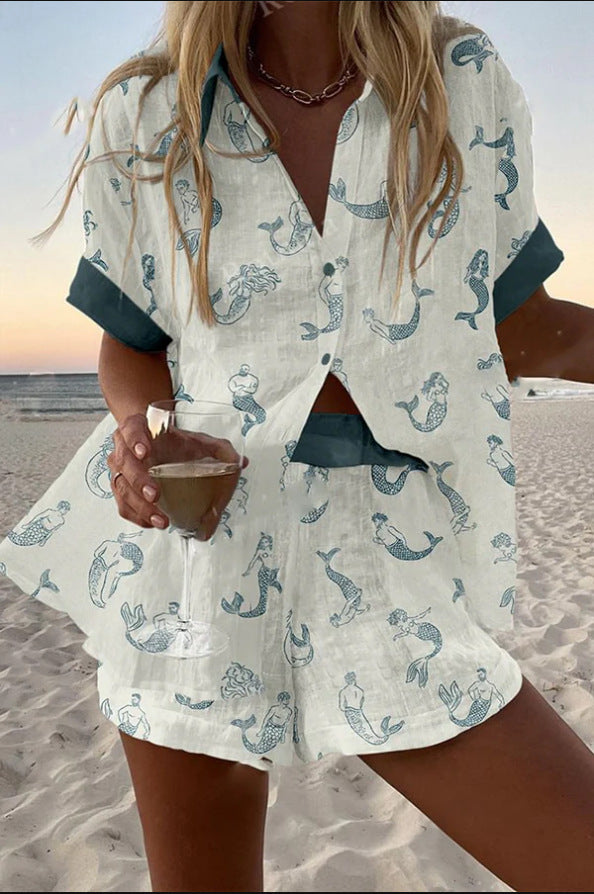 Jalira™ | Short Beach set with mermaid print