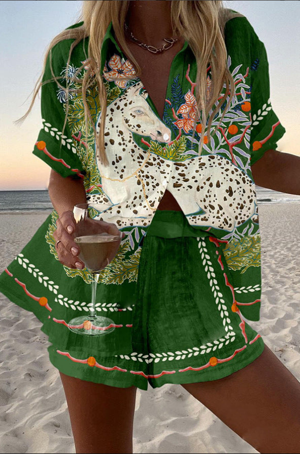 Céphira™ | Short Beach set with horse print