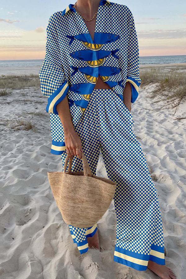 Trivela™ | Sardine and Lemon Print Beach Set