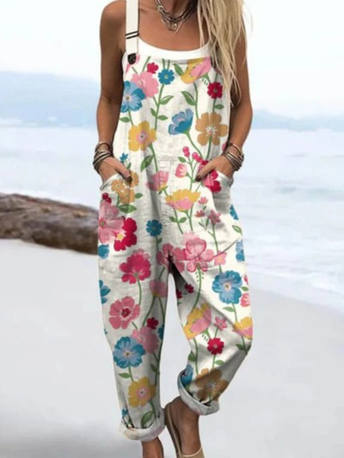 Lovely Floral Art | Wide Leg Jumpsuit