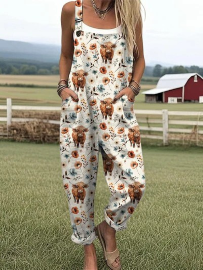 Highland Cow | Wide Leg Jumpsuit