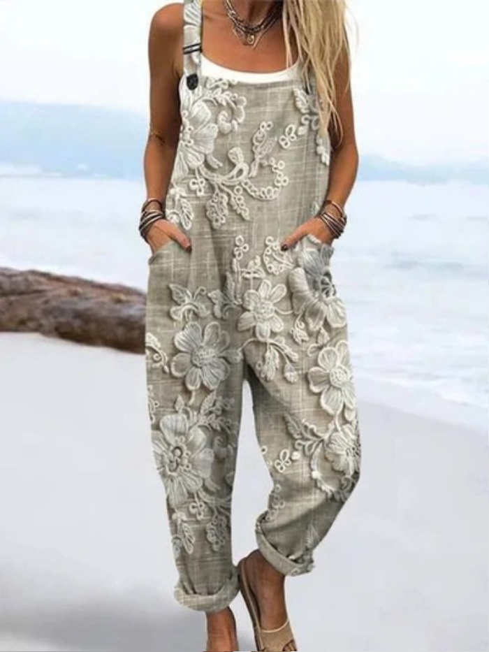 Vintage Floral Pattern | Wide Leg Jumpsuit