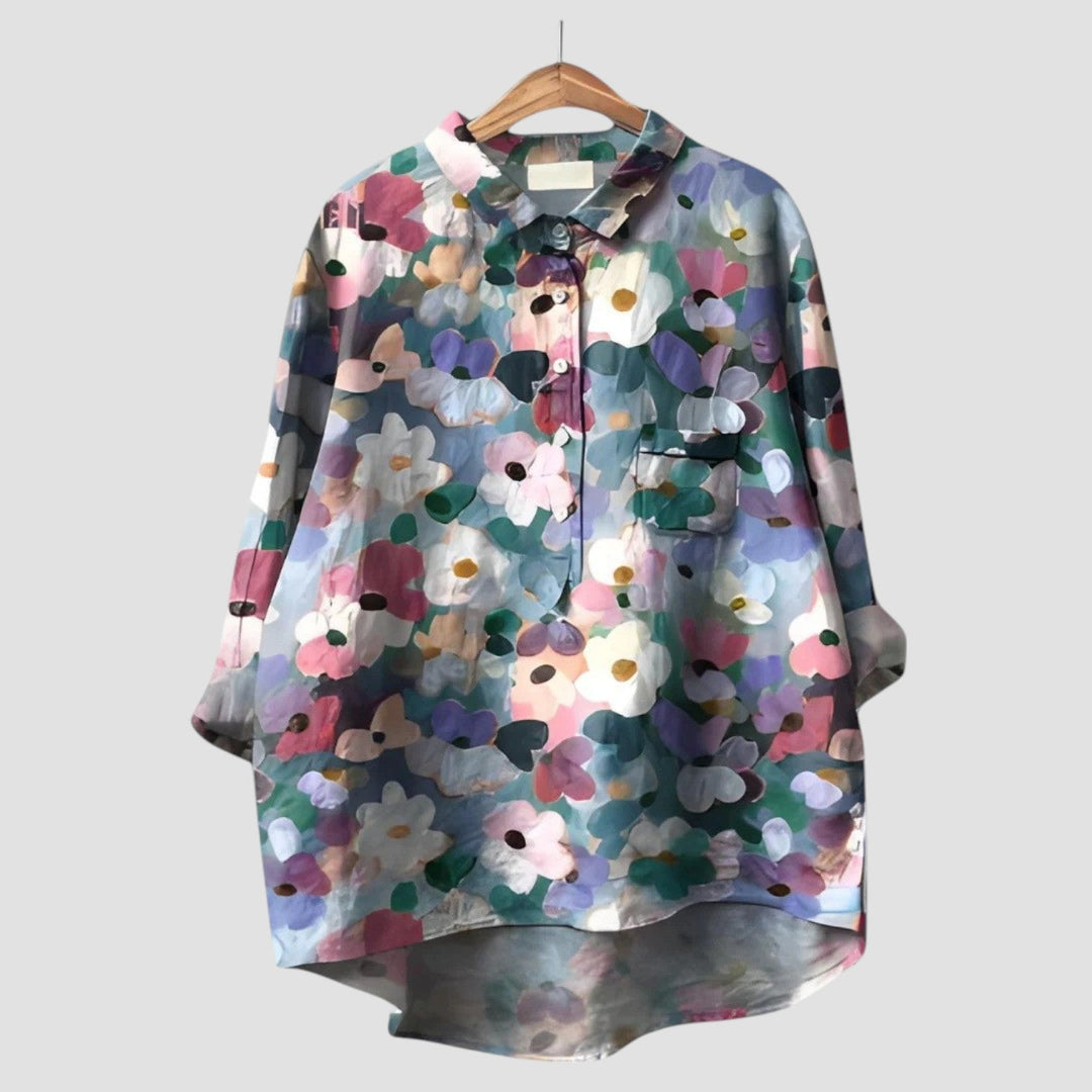 VERONICA ⏐ Oversized Shirt with Artistic Floral Print