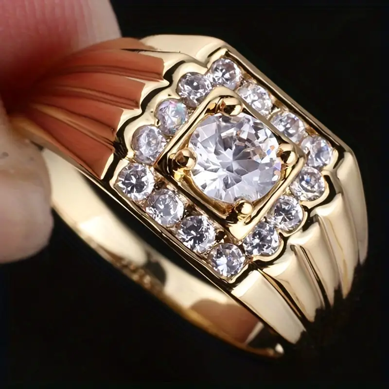 Vintage gold ring with layers of zirconia