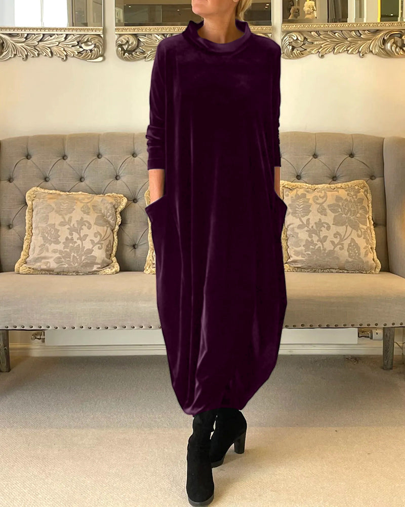 Sienna™ - Elegant Velvet Pocketed Autumn Dress