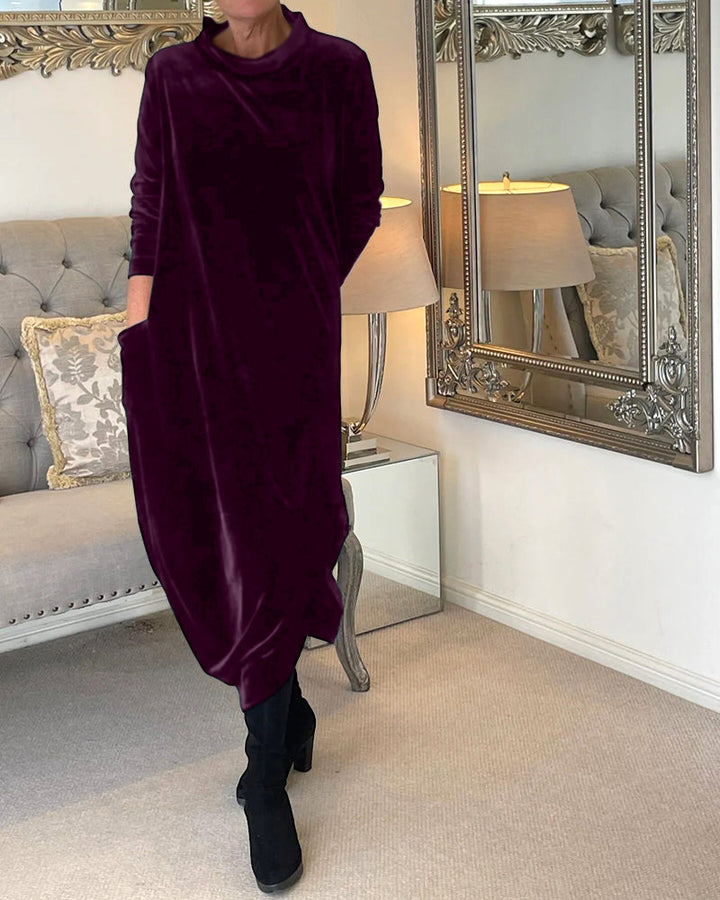 Sienna™ - Elegant Velvet Pocketed Autumn Dress