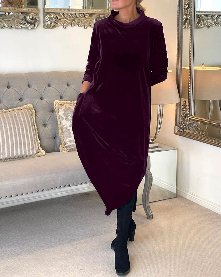 Sienna™ - Elegant Velvet Pocketed Autumn Dress