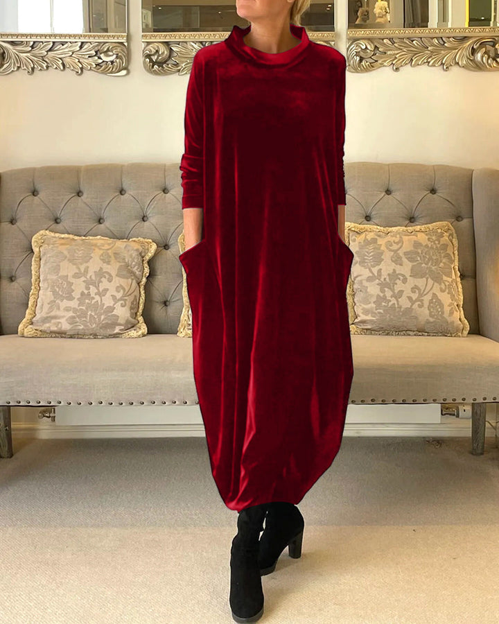 Sienna™ - Elegant Velvet Pocketed Autumn Dress
