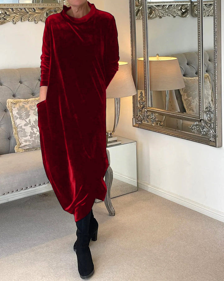 Sienna™ - Elegant Velvet Pocketed Autumn Dress
