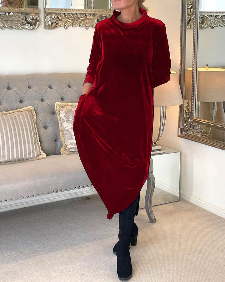 Sienna™ - Elegant Velvet Pocketed Autumn Dress