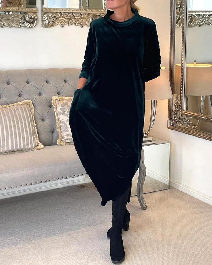 Sienna™ - Elegant Velvet Pocketed Autumn Dress