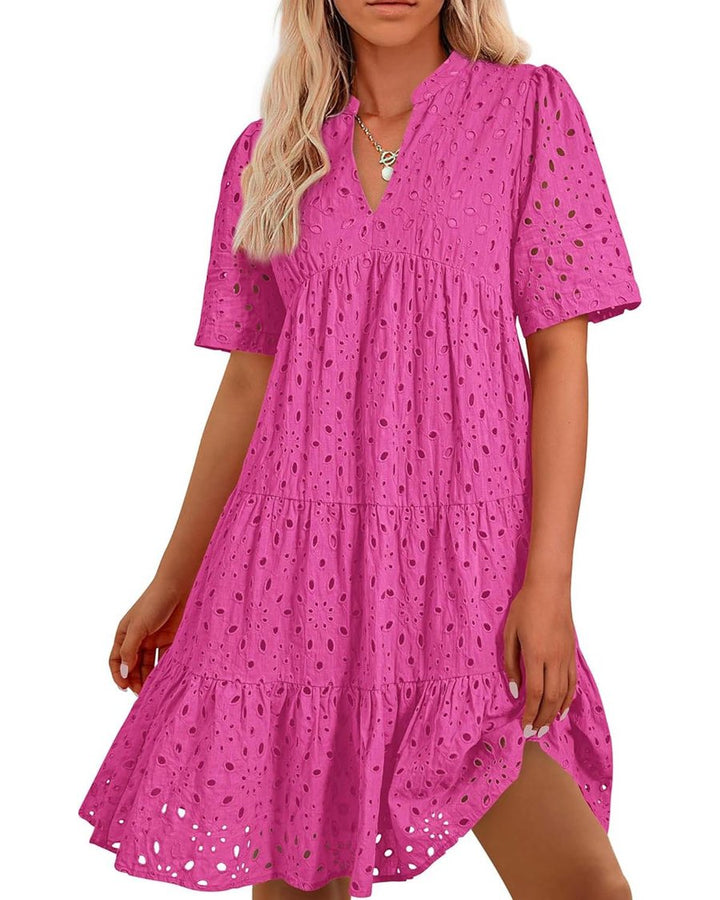 Pink Lace Ruffled Mini