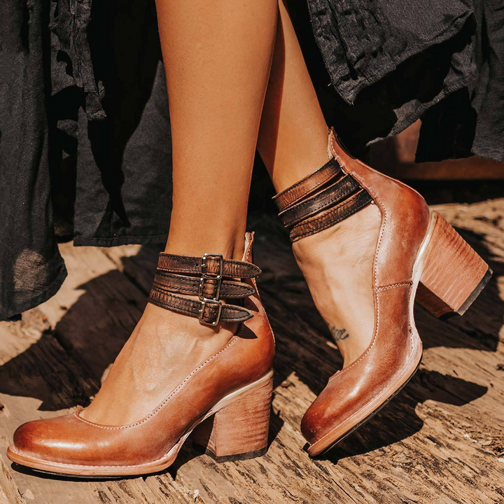 Sophia™ | Vintage Leather Block Heel