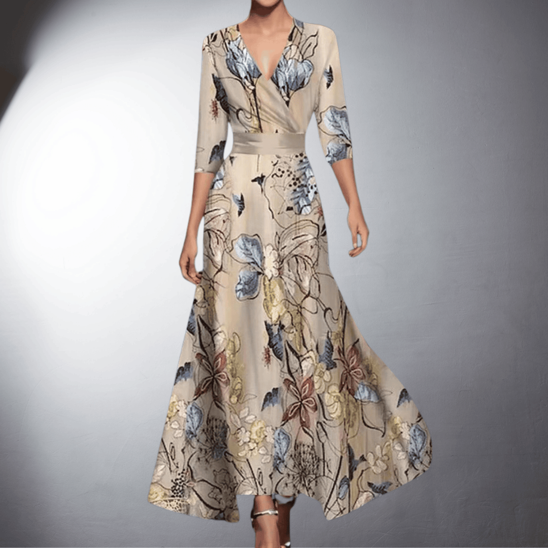 Giulia | Long Evening Dress with Floral Patterns