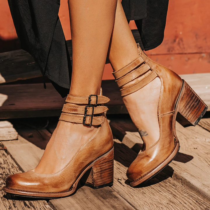 Sophia™ | Vintage Leather Block Heel
