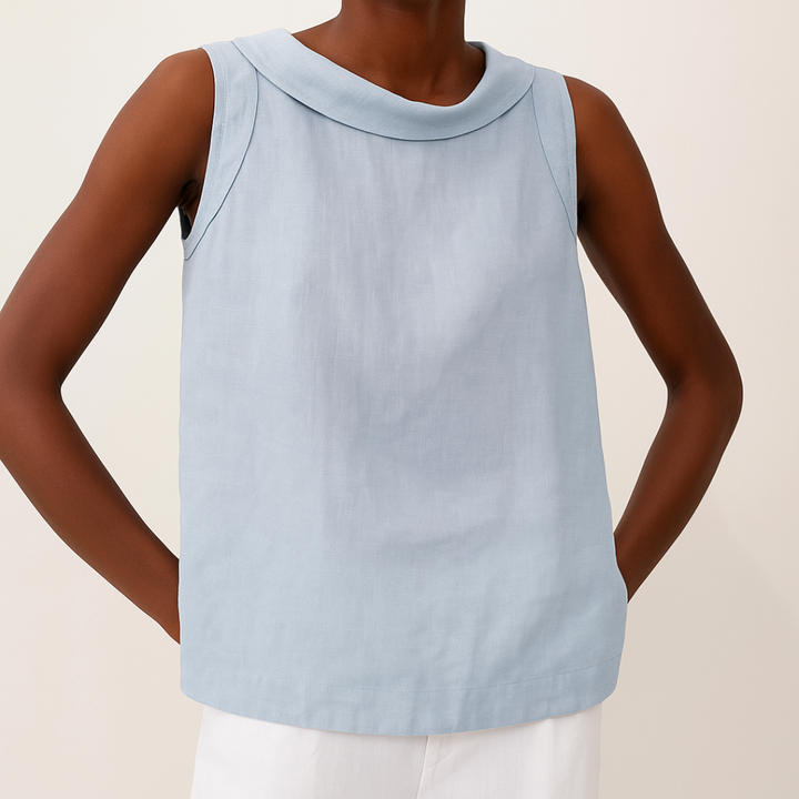 Clara – Sleeveless Roll Collar Top