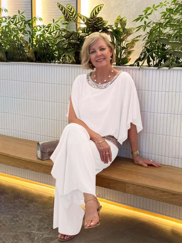 Dazzling Duet Sequined Blouse and Tailored Trouser