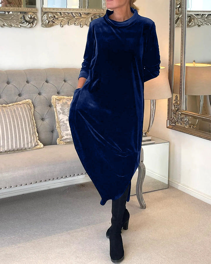 Sienna™ - Elegant Velvet Pocketed Autumn Dress
