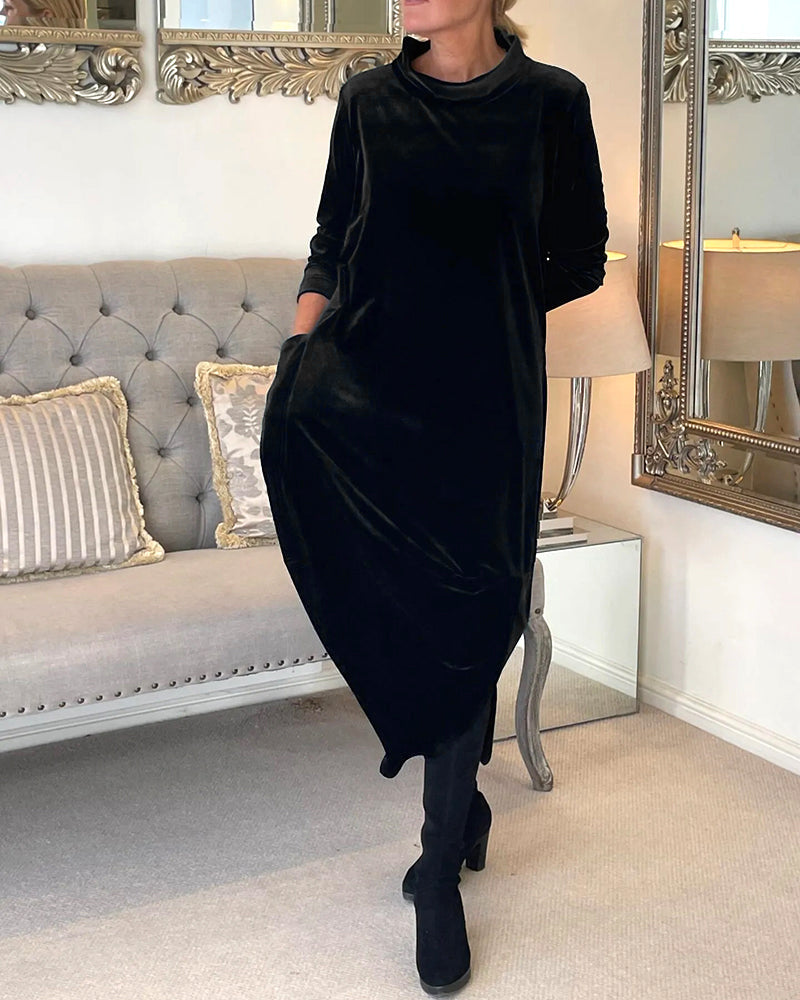 Sienna™ - Elegant Velvet Pocketed Autumn Dress