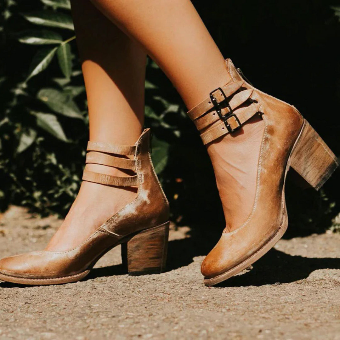 Sophia™ | Vintage Leather Block Heel
