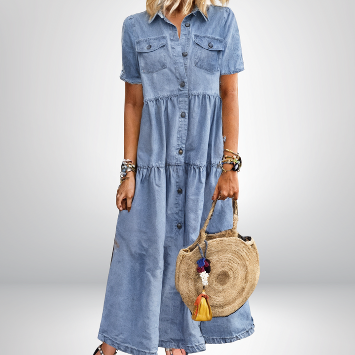 Mika - Soft Buttoned Denim Dress