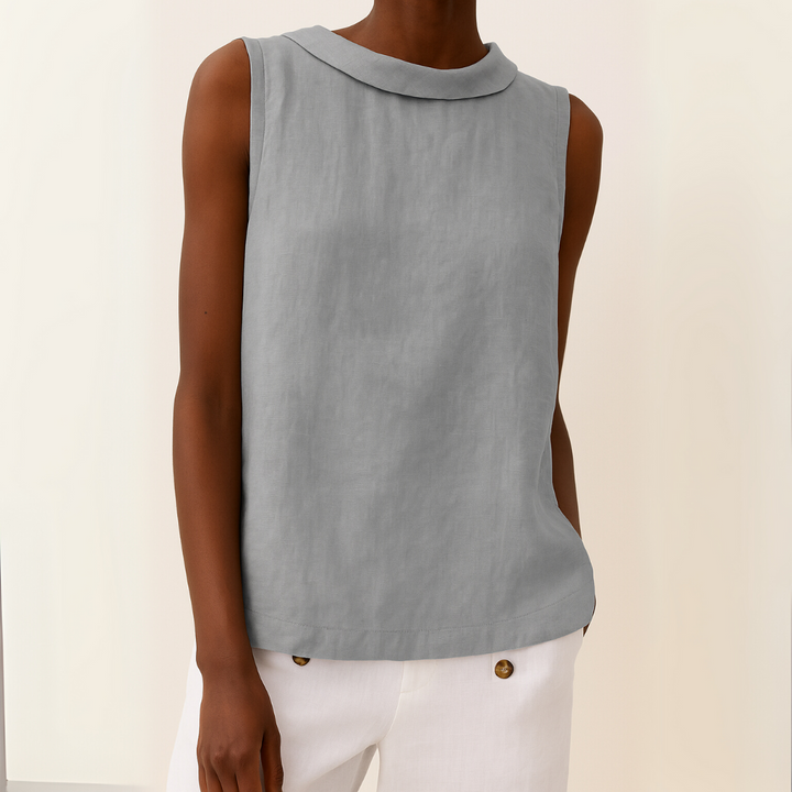 Clara – Sleeveless Roll Collar Top