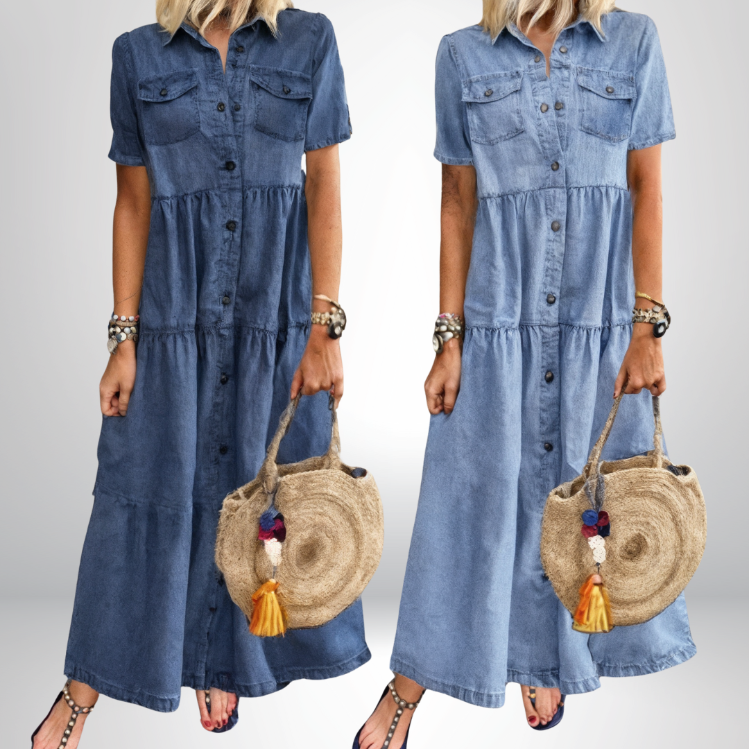 Mika - Soft Buttoned Denim Dress