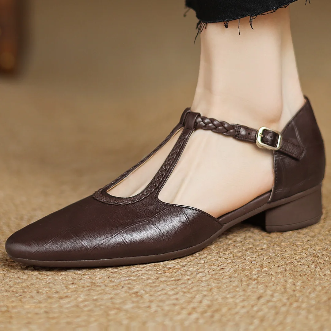 Sate Leather Mary Janes