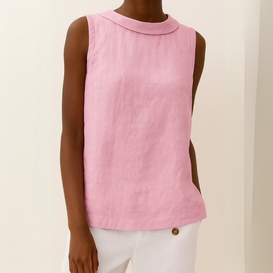 Clara – Sleeveless Roll Collar Top