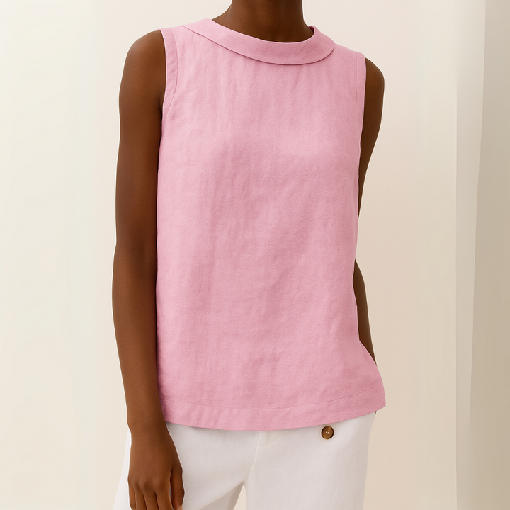 Clara – Sleeveless Roll Collar Top