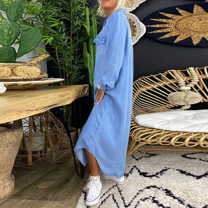 Ina - Long-Sleeved Denim Maxi Dress