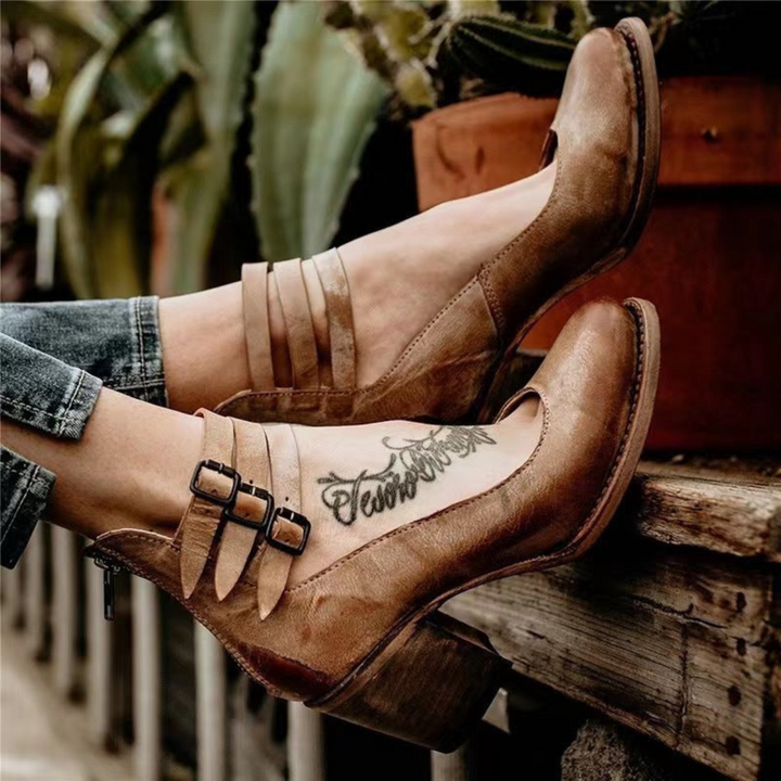 Sophia™ | Vintage Leather Block Heel