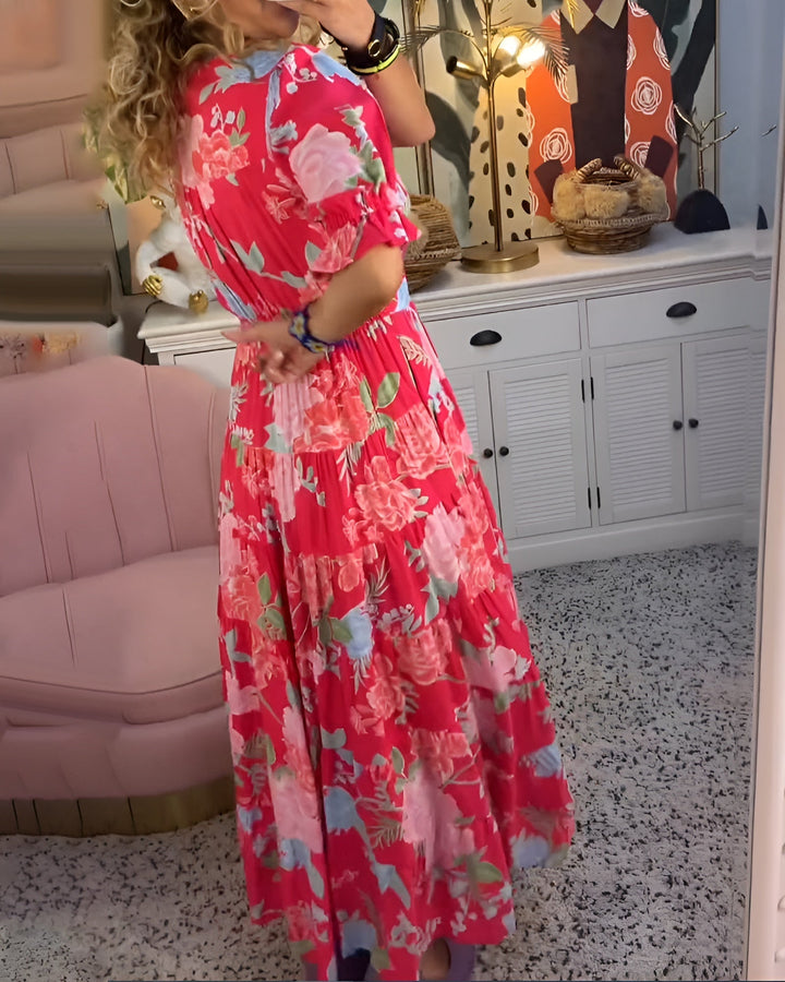 Isla | Elegant dress with floral print and V-neck