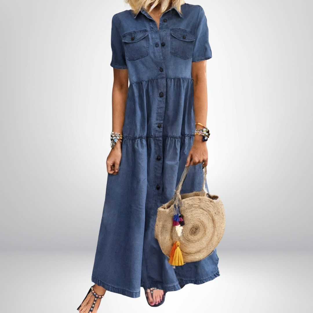 Mika - Soft Buttoned Denim Dress