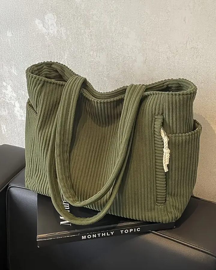 Trina – Ribbed Tote Bag with Cord Detail