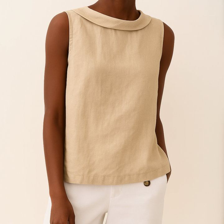Clara – Sleeveless Roll Collar Top