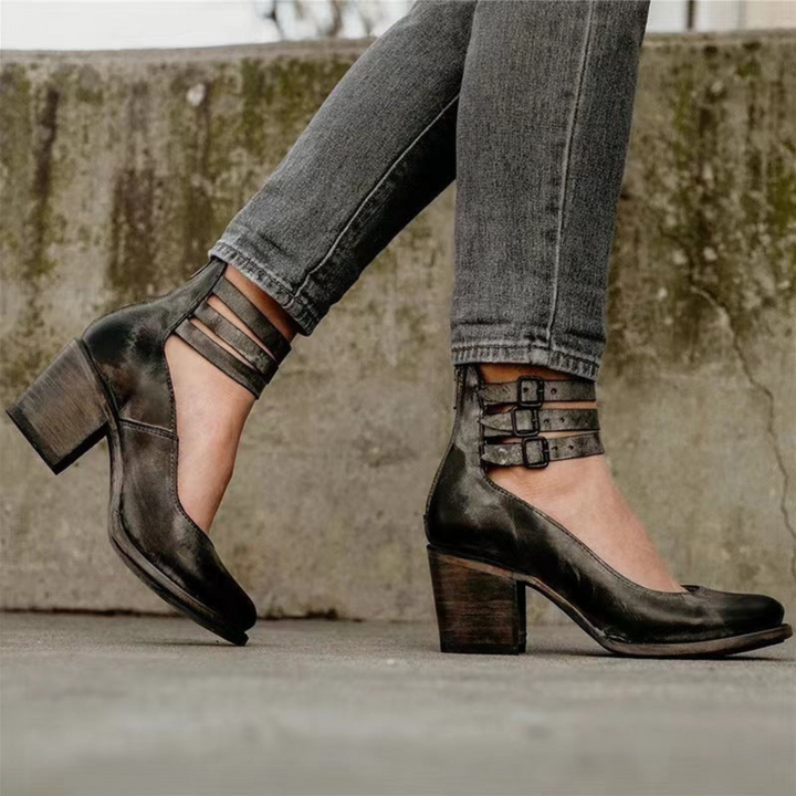 Sophia™ | Vintage Leather Block Heel