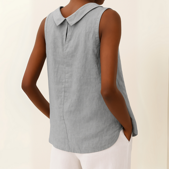 Clara – Sleeveless Roll Collar Top