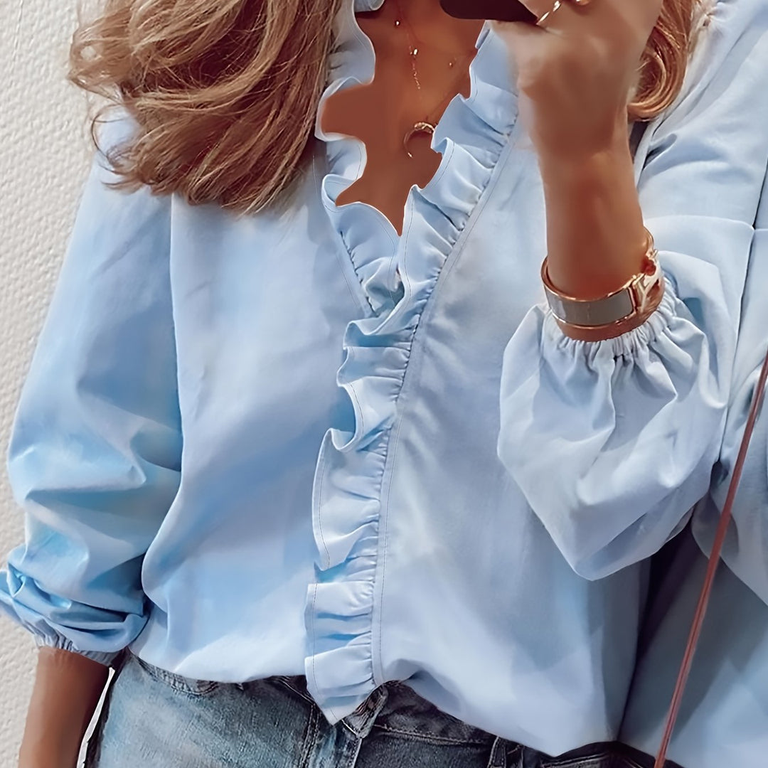 Marj – Ruffled V-Neck Blouse