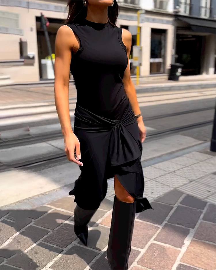 Alessia™ - Sleek Knotted Midi Dress