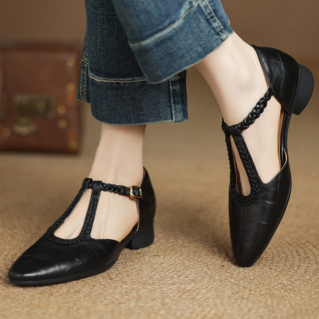 Sate Leather Mary Janes