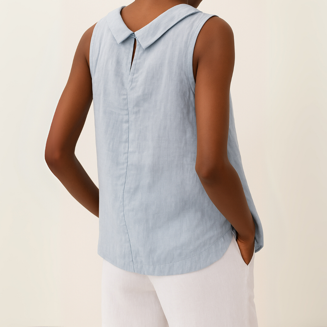 Clara – Sleeveless Roll Collar Top