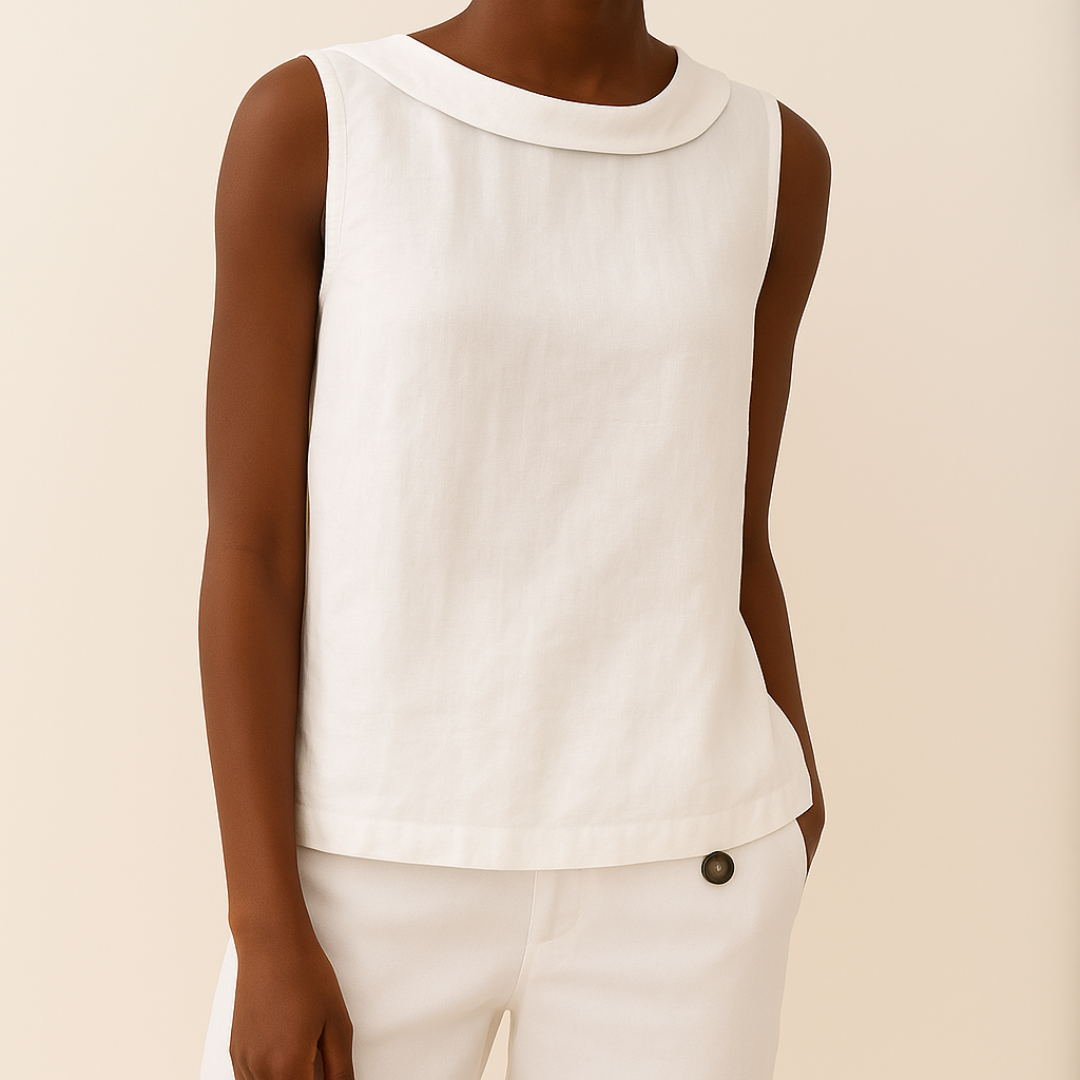 Clara – Sleeveless Roll Collar Top
