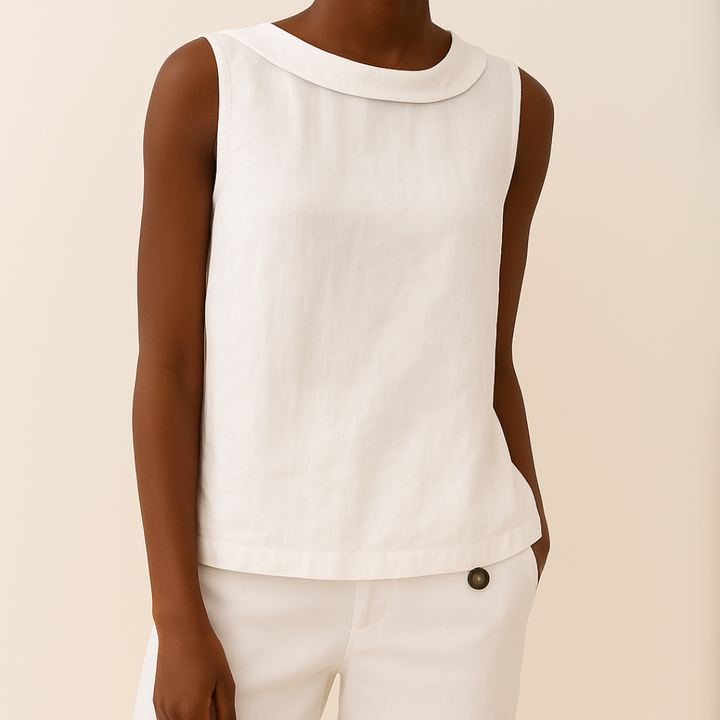 Clara – Sleeveless Roll Collar Top
