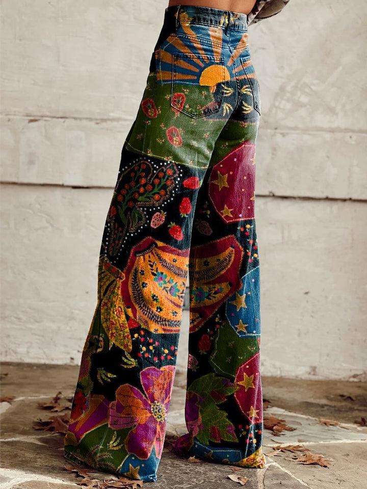 BOHO VIBRANCE | Vintage-Inspired Wide-Leg Trousers