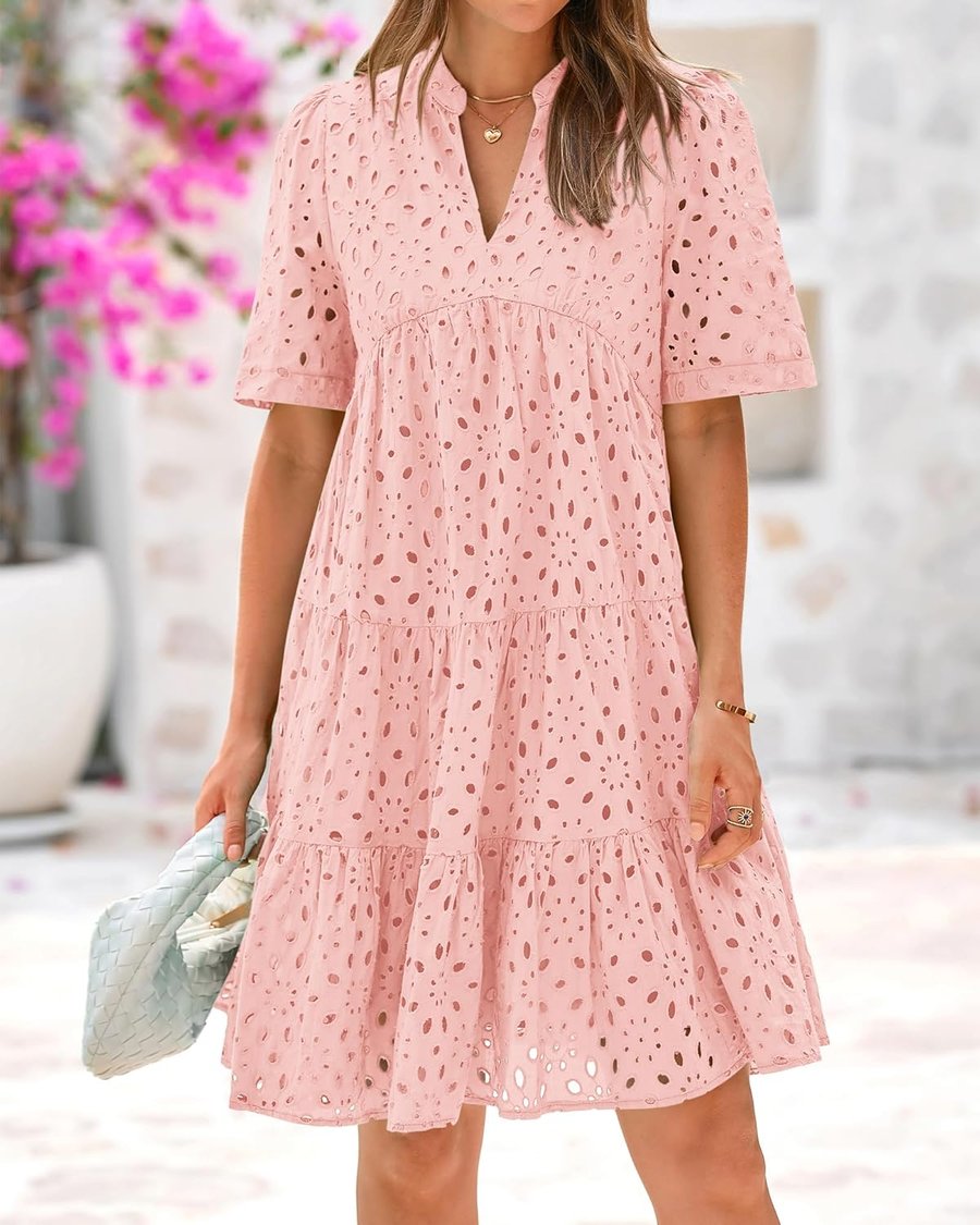 Pink Lace Ruffled Mini