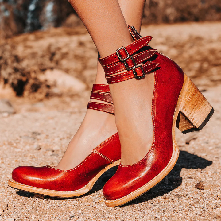 Sophia™ | Vintage Leather Block Heel